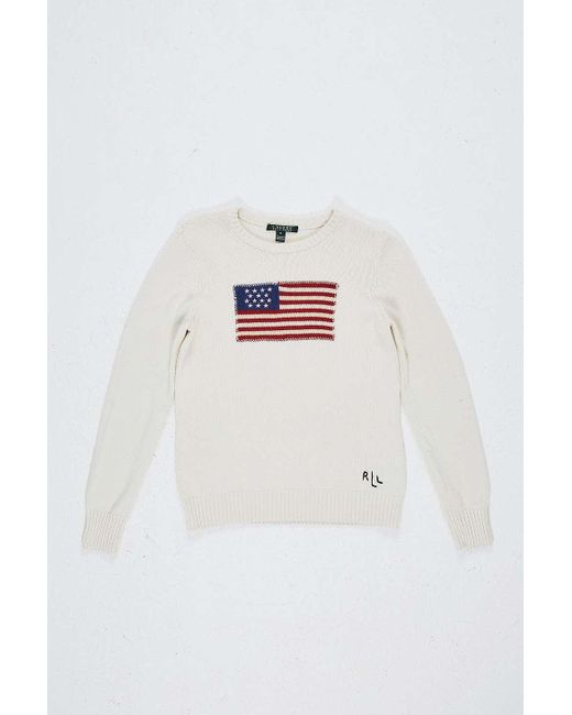 Urban Renewal White One-of-a-kind Ralph Lauren Knitted Flag Jumper