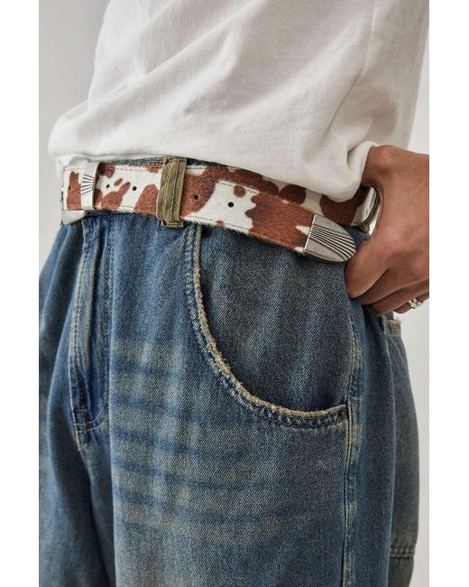 Urban Outfitters Blue Uo Cow Print Buckle Belt for men