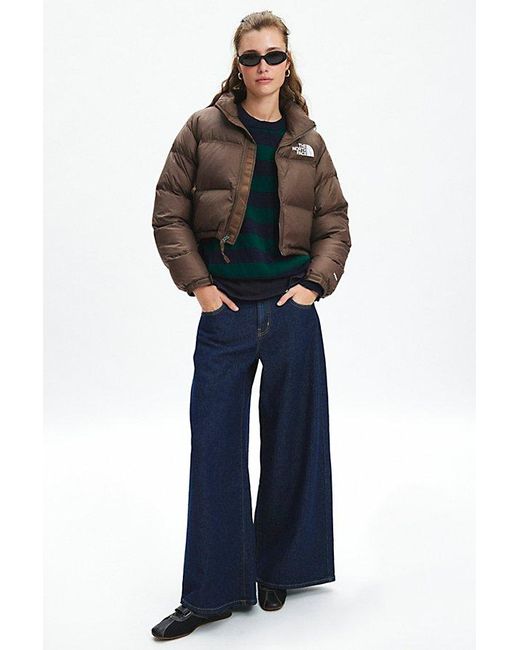 The North Face Gray Nuptse Cropped Puffer Jacket