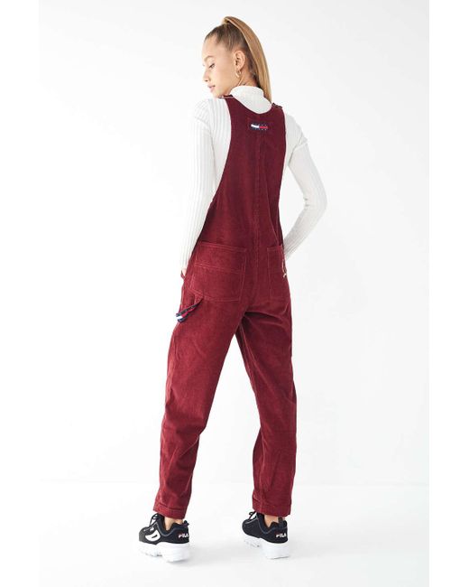 Tommy Hilfiger Denim Crest Collection Corduroy Dungarees in Red | Lyst