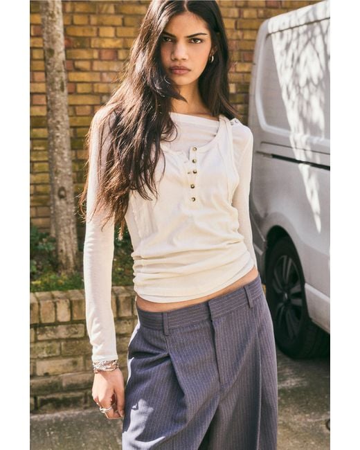 BDG Gray Kaia Henley Vest Jacket