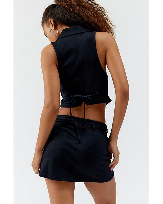 Urban Outfitters Black Uo Davis Vest Top & Mini Skirt Set
