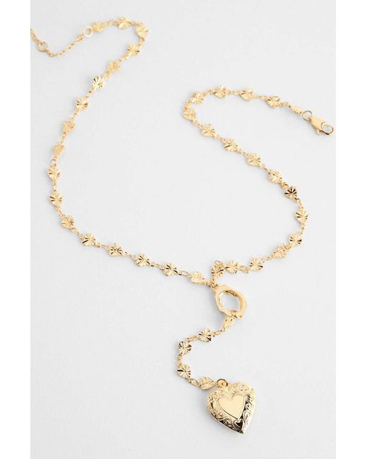 Urban Outfitters White Uo Delicate Heart Lariat Necklace