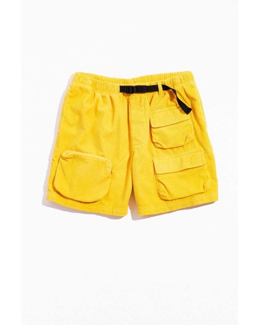 Without Walls Yellow Corduroy Utility Cotton Relaxed Short for men