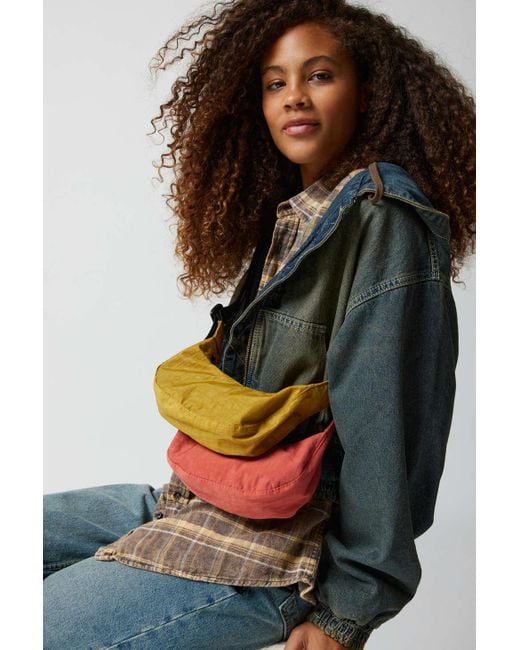 Baggu Gray Uo Exclusive Deadstock Mini Nylon Crescent Bag In Camel,at Urban Outfitters