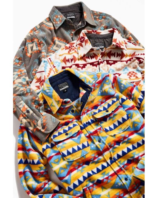 Urban Outfitters Blue Free Nature Polar Fleece Button-down Overshirt for men