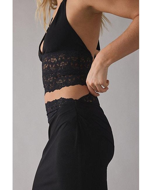 Urban Outfitters Black Uo Lavish Lace Trim Halter Top + Maxi Skirt 2-Piece Set
