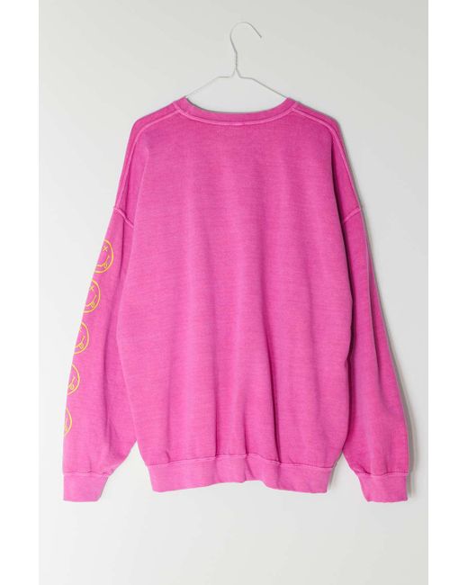 Urban Outfitters Cotton Nirvana Smile Overdyed Sweatshirt in Pink - Lyst