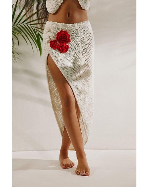 Out From Under White Amora Crochet Midi Skirt Cover-Up