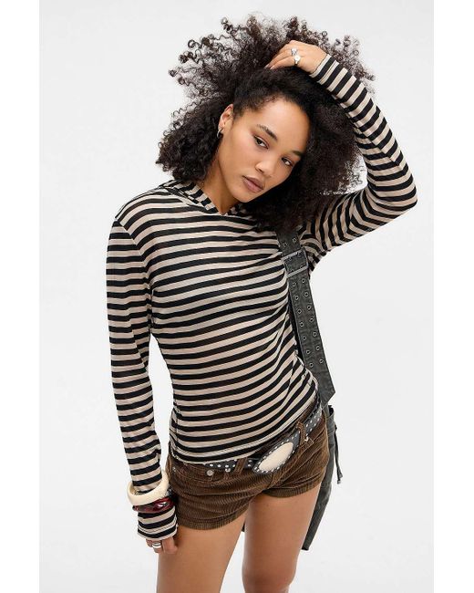 Jaded London Black Mist Stripe Hoodie S At Urban Outfitters