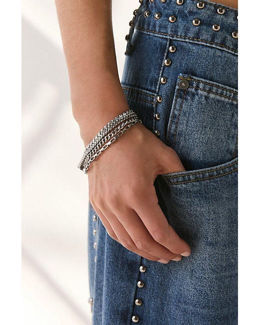 Urban Outfitters Gray Essential Waterproof Chain Bracelet Set