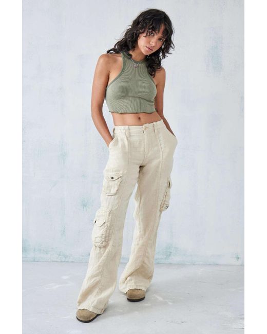 BDG Sand Linen Multi-pocket Cargo Pant In Beige At Urban Outfitters in ...