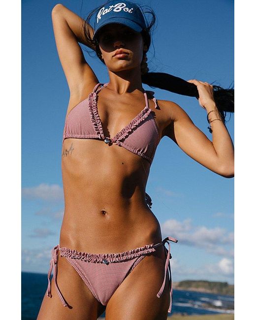 RAT BOI Blue Ruffle Charm Bikini Top