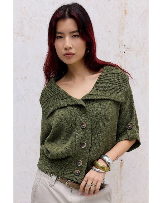 BDG Green Kaya Slub Pea Coat