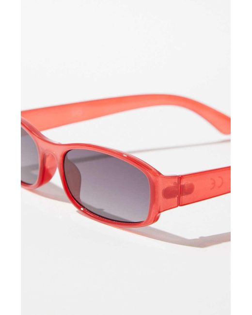 Urban Outfitters Red Uo Josephine Skinny Oval Sunglasses