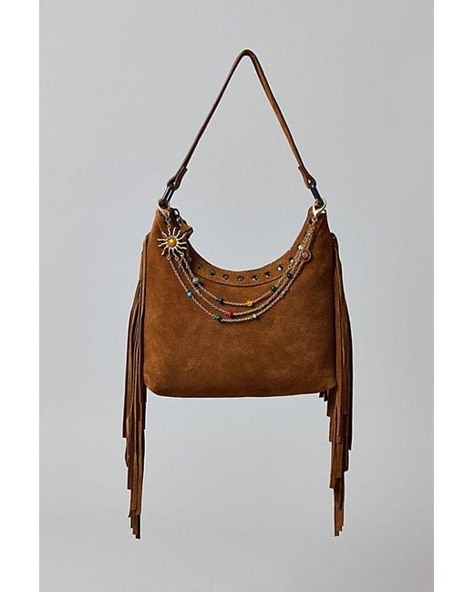 Silence + Noise Blue Bella Suede Fringe Bag