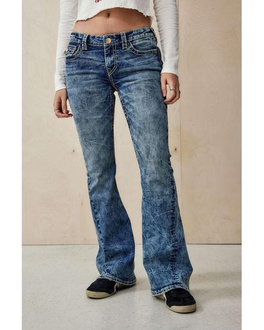 True Religion Blue Joey Low Rise Big T Flared Jeans