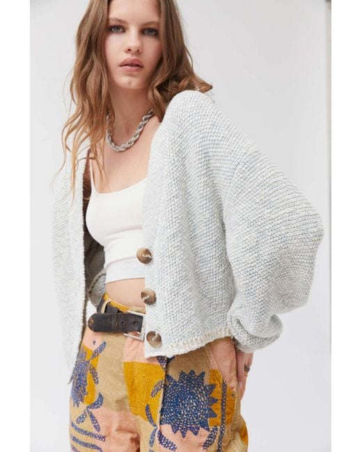 Urban Outfitters Multicolor Uo Etta Balloon Sleeve Cropped Cardigan