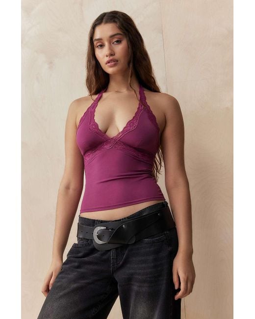 Out From Under Pink Lace Halter Top