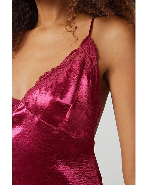 Urban Outfitters Red Uo Chloe Satin Slip Dress