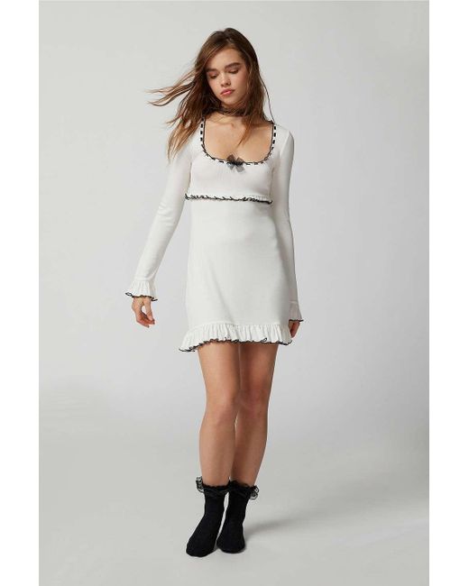 Out From Under White Sweet Dreams Ruffle Mini Dress