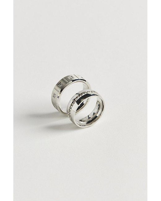 Urban Outfitters Metallic Carlo Stainless Steel Ring Set for men