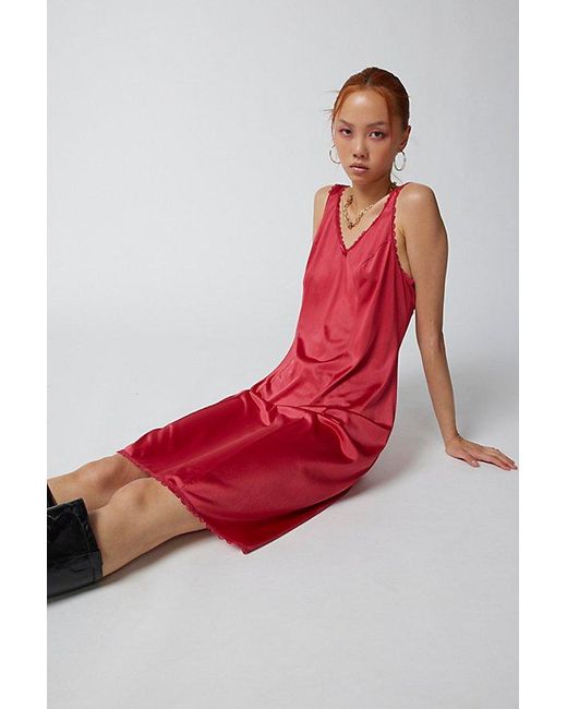 Urban Renewal Red Remade Overdyed Slip Dress