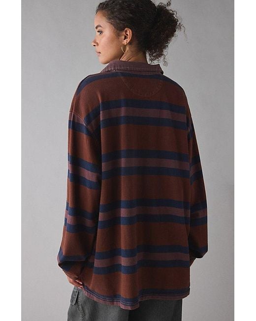 Vintage & ReMADE by UO Blue Remade By Uo Overdyed Oversized Rugby Shirt Top