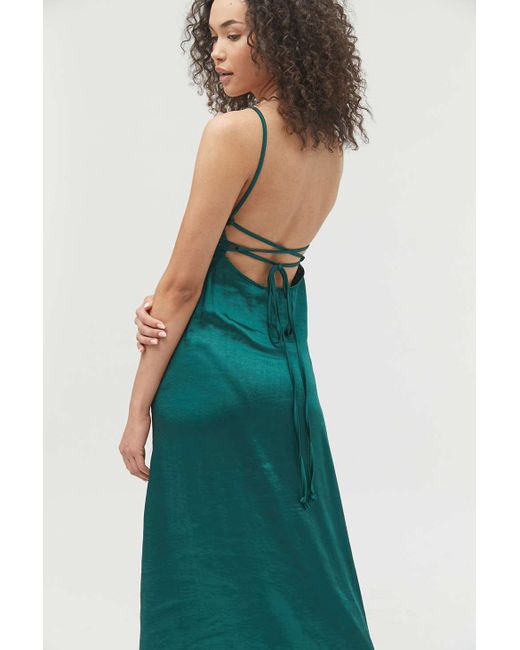 green slip maxi dress