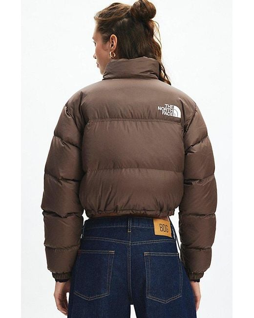 The North Face Gray Nuptse Cropped Puffer Jacket