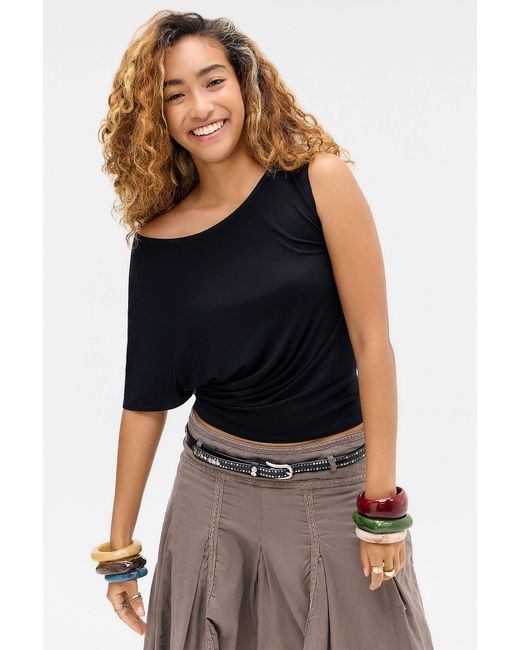 Silence + Noise Blue Silence + Noise Olivia Off-shoulder T-shirt