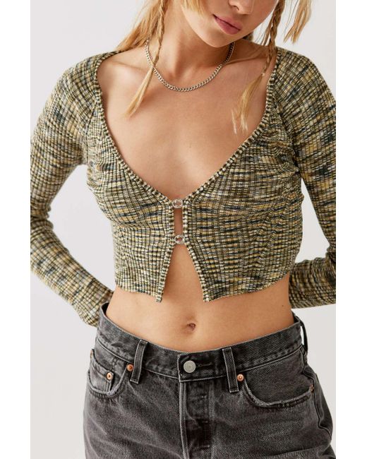 Urban Outfitters Green Uo Britt Cropped Cardigan