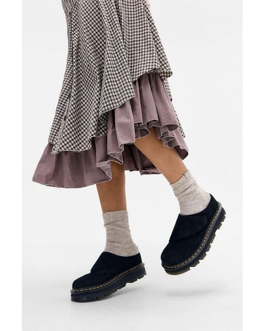 Dr. Martens Black Zebzag Anywair Suede Mules