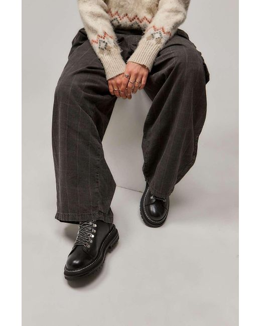 Urban Outfitters Black Uo East Leather Hiker Boots