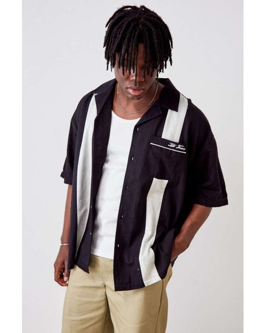 Urban Outfitters Cotton Iets Frans. Black & White Panel Bowling Shirt