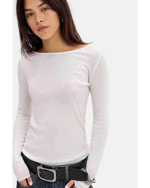 Urban Outfitters White Uo Sheer Layering Long Sleeve Tee