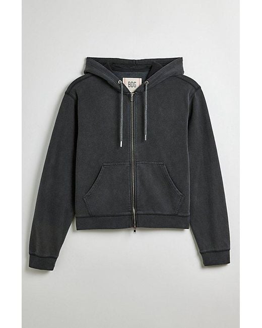 BDG Black Bonfire Solid Zip-Up Hoodie Sweatshirt for men