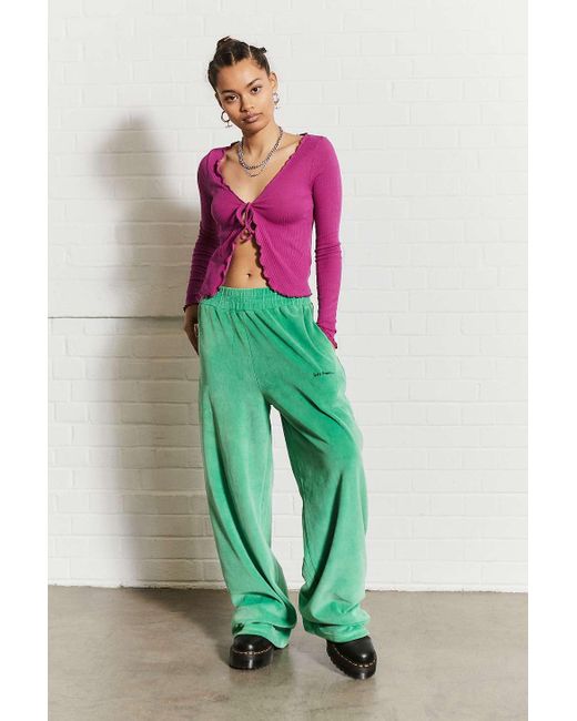 iets frans Velour Wide Leg Pant in Green