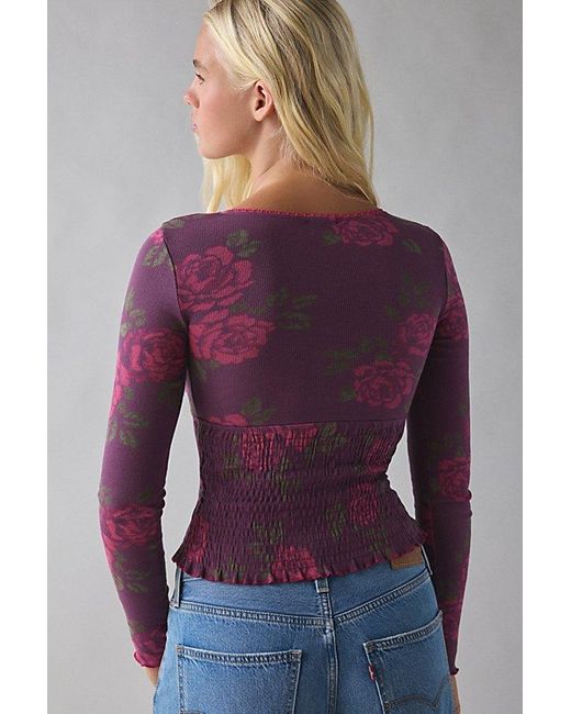 Kimchi Blue Multicolor Only You Smocked Long Sleeve Top