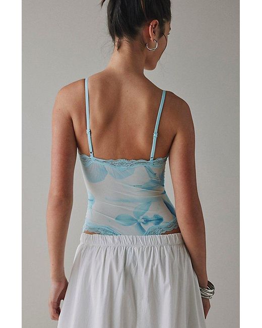 Out From Under Gray Felicia Lace Trim Mesh Bodysuit
