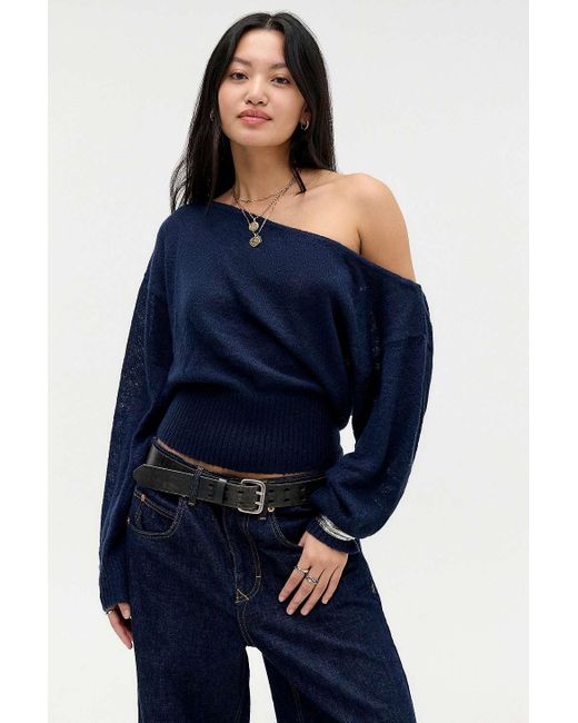 Motel Blue Navy Suena Knit Jumper