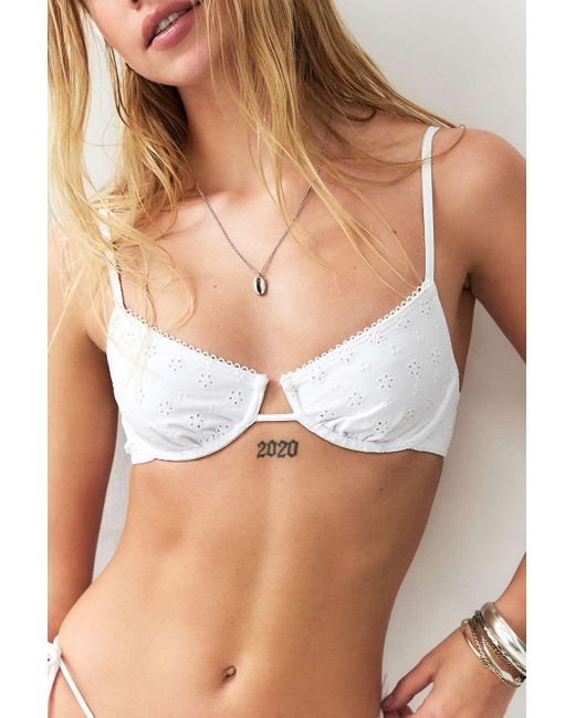 Out From Under White Broderie Underwired Bikini Top