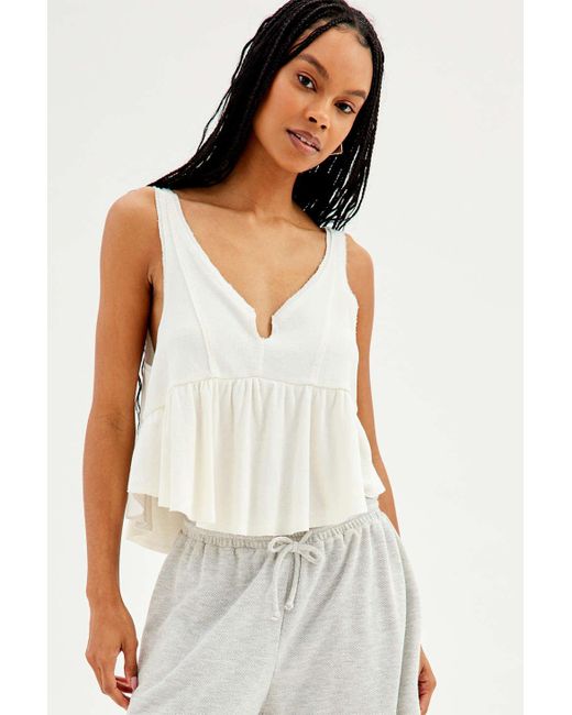 Urban Outfitters White Uo Amelia Babydoll Tank Top