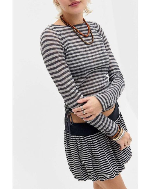Urban Outfitters Gray Uo Drawstring Side Sheer Top S At