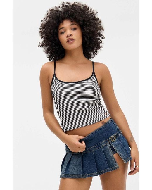 BDG Blue Shaina Belted Denim Mini Skirt