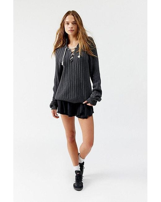 Urban Renewal Black Remade Lace-Up Sweater