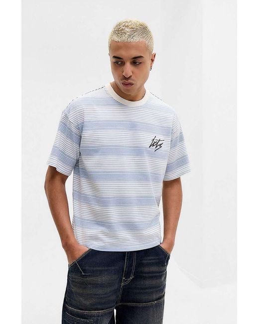 iets frans White Blue Shadow Stripe T-shirt for men