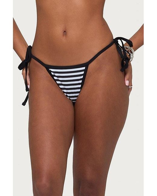 Edikted Brown Mckayla Striped String Bikini Bottom