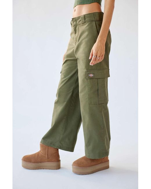 Dickies Green Twill Cropped High-rise Cargo Pant