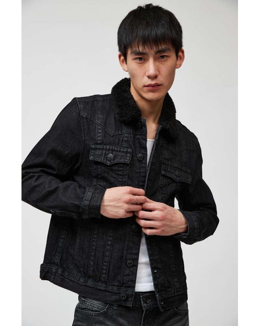 True Religion Jimmy Fleece Collar Jacket in Black for Men | Lyst